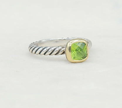 David Yurman Stackable Ring With Peridot And Gold