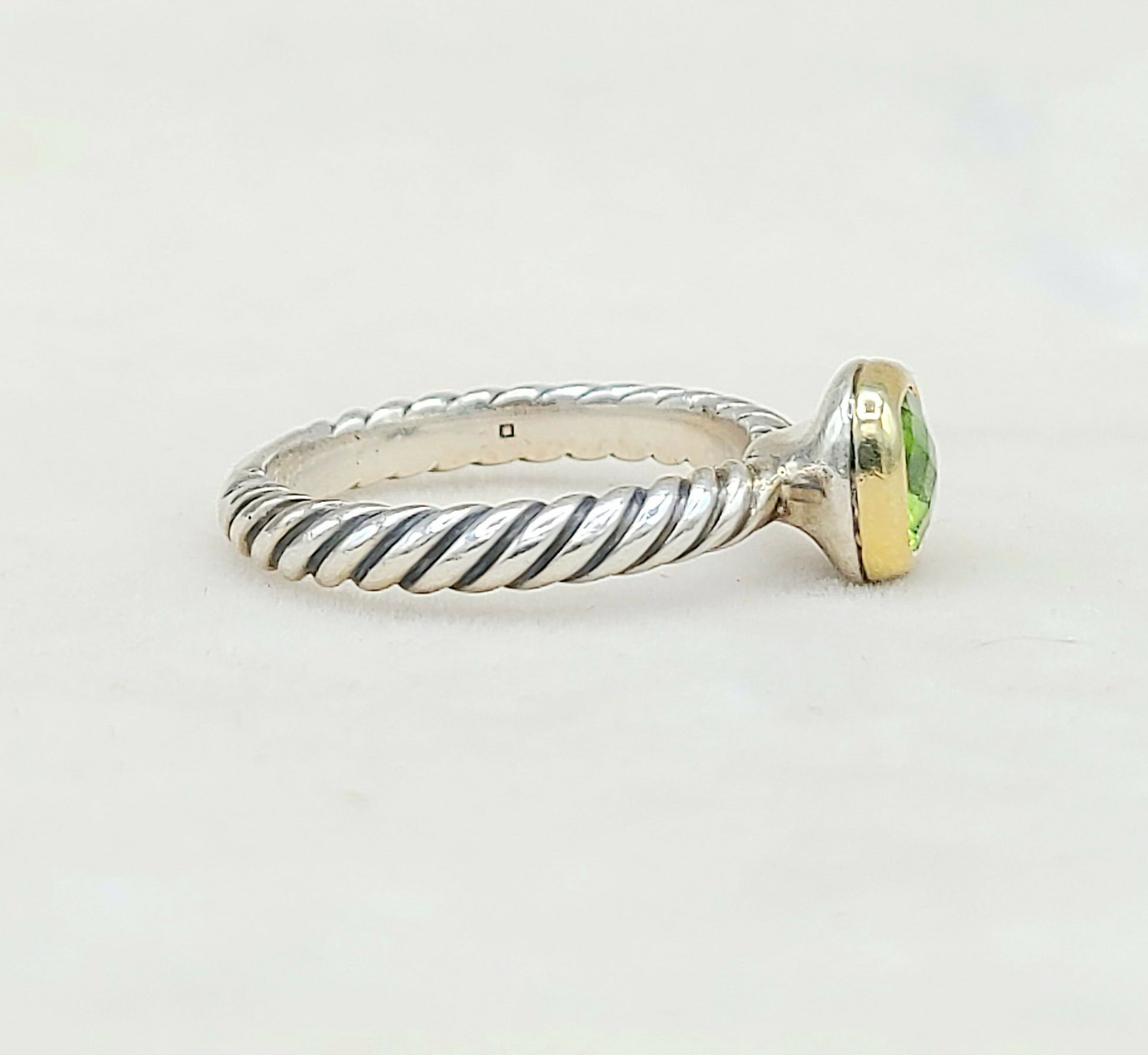 David Yurman Stackable Ring With Peridot And Gold
