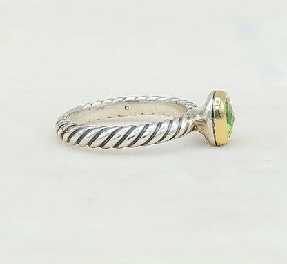 David Yurman Stackable Ring With Peridot And Gold