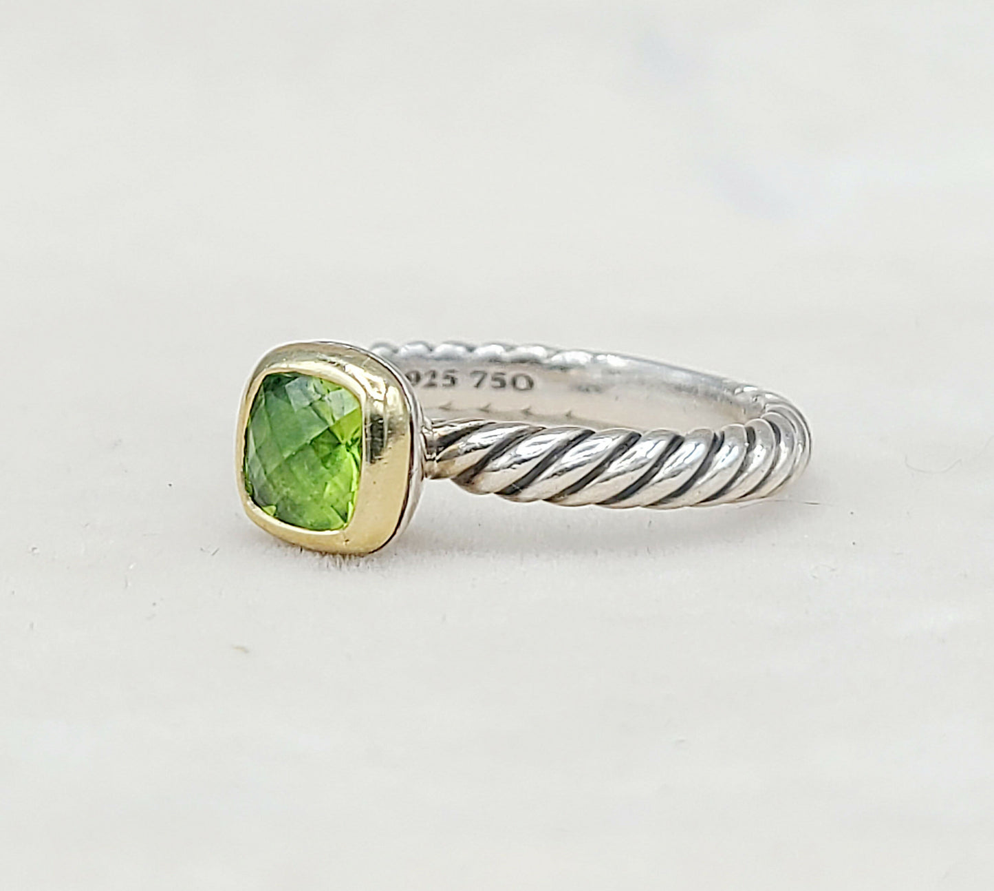 David Yurman Stackable Ring With Peridot And Gold