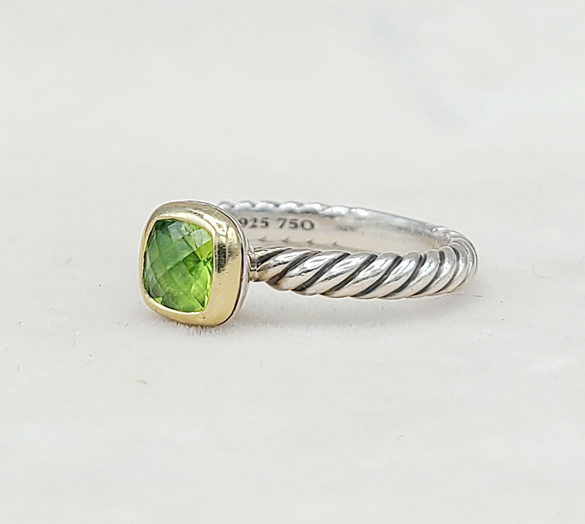 David Yurman Stackable Ring With Peridot And Gold