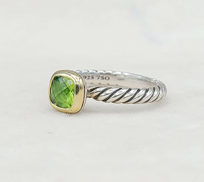 David Yurman Stackable Ring With Peridot And Gold