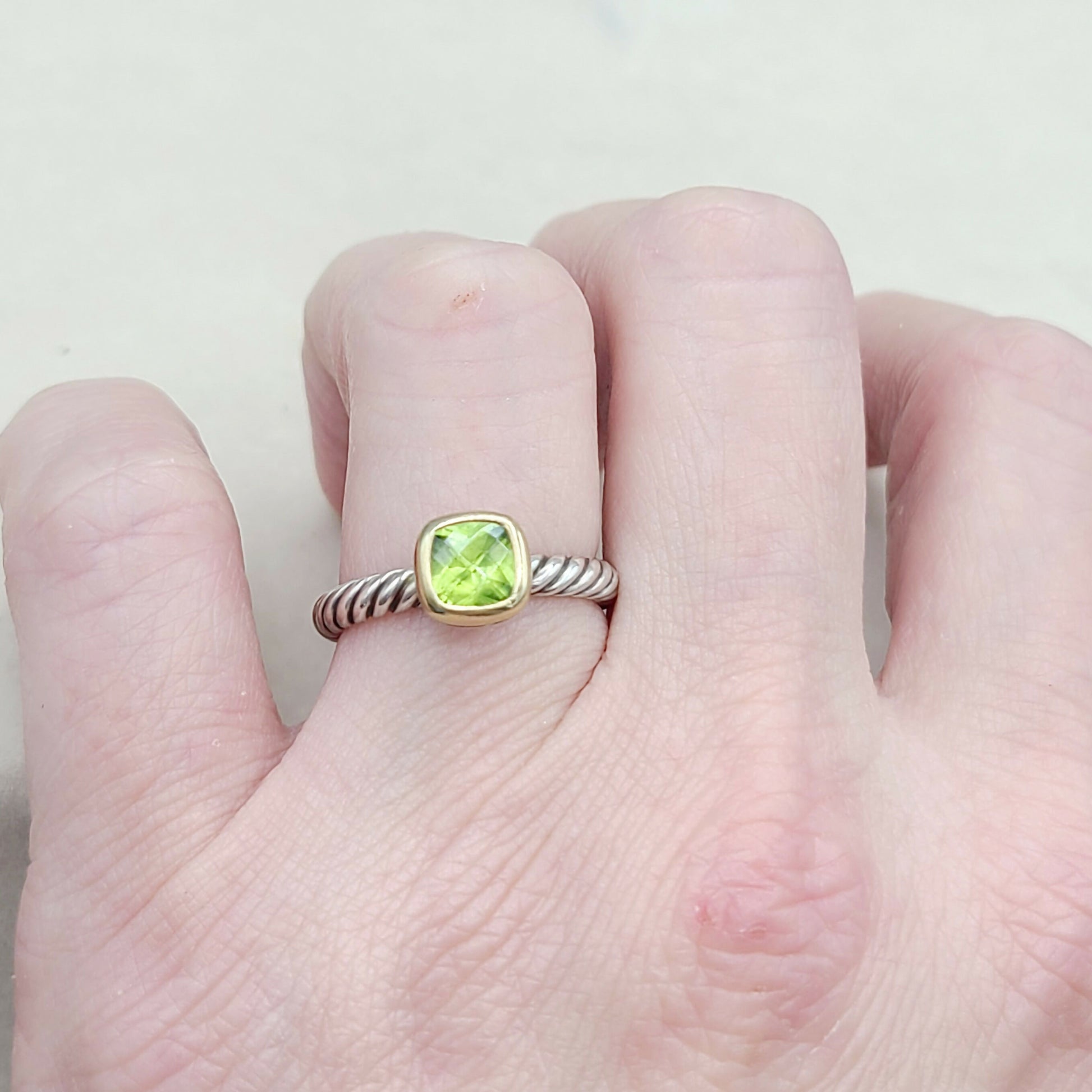 David Yurman Stackable Ring With Peridot And Gold