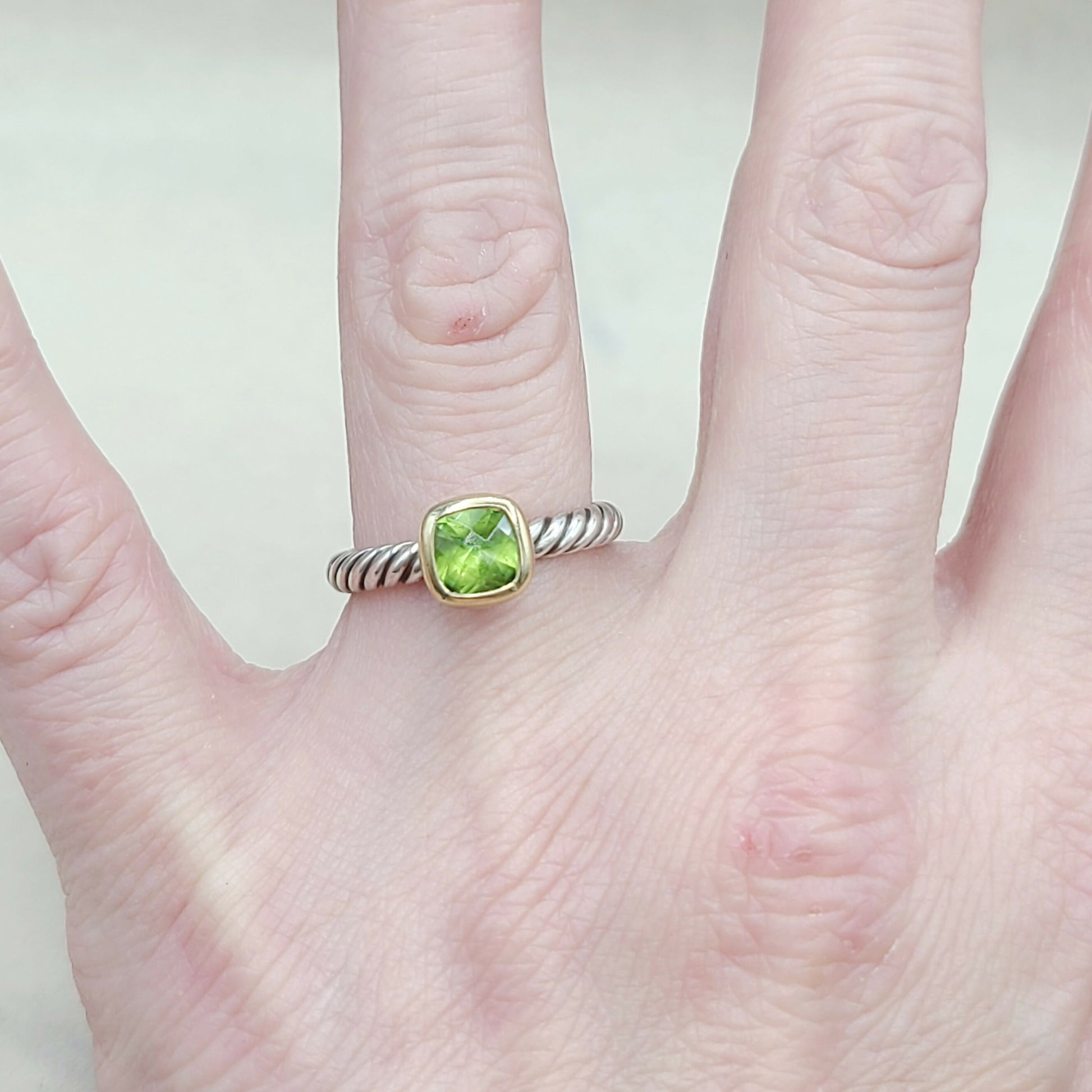 David Yurman Stackable Ring With Peridot And Gold