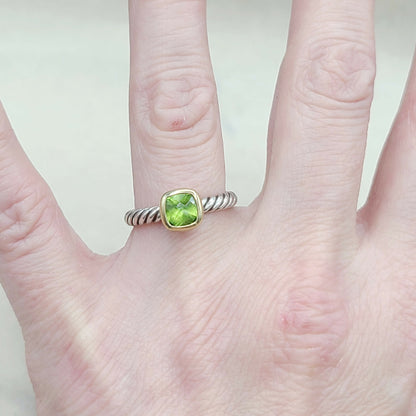 David Yurman Stackable Ring With Peridot And Gold