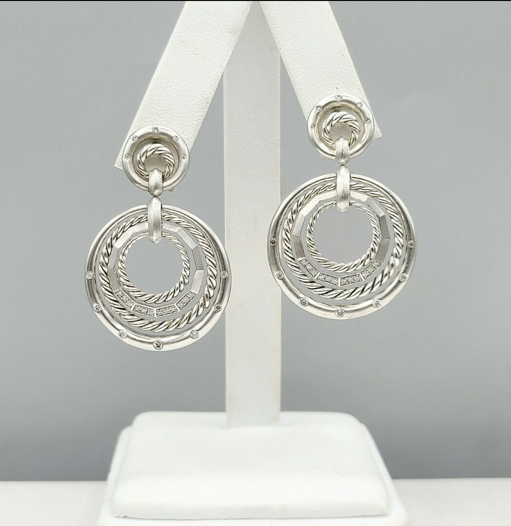 David Yurman Stax Drop Earrings With Diamonds