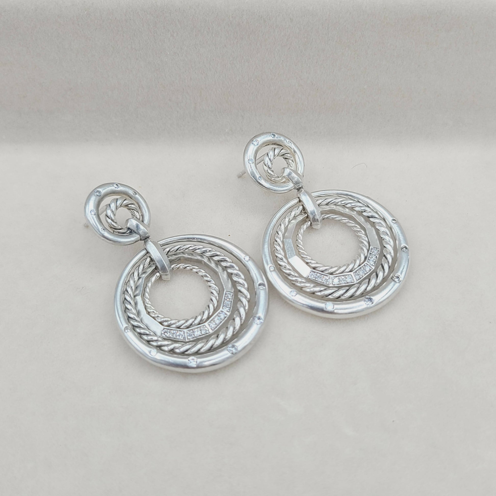 David Yurman Stax Drop Earrings With Diamonds