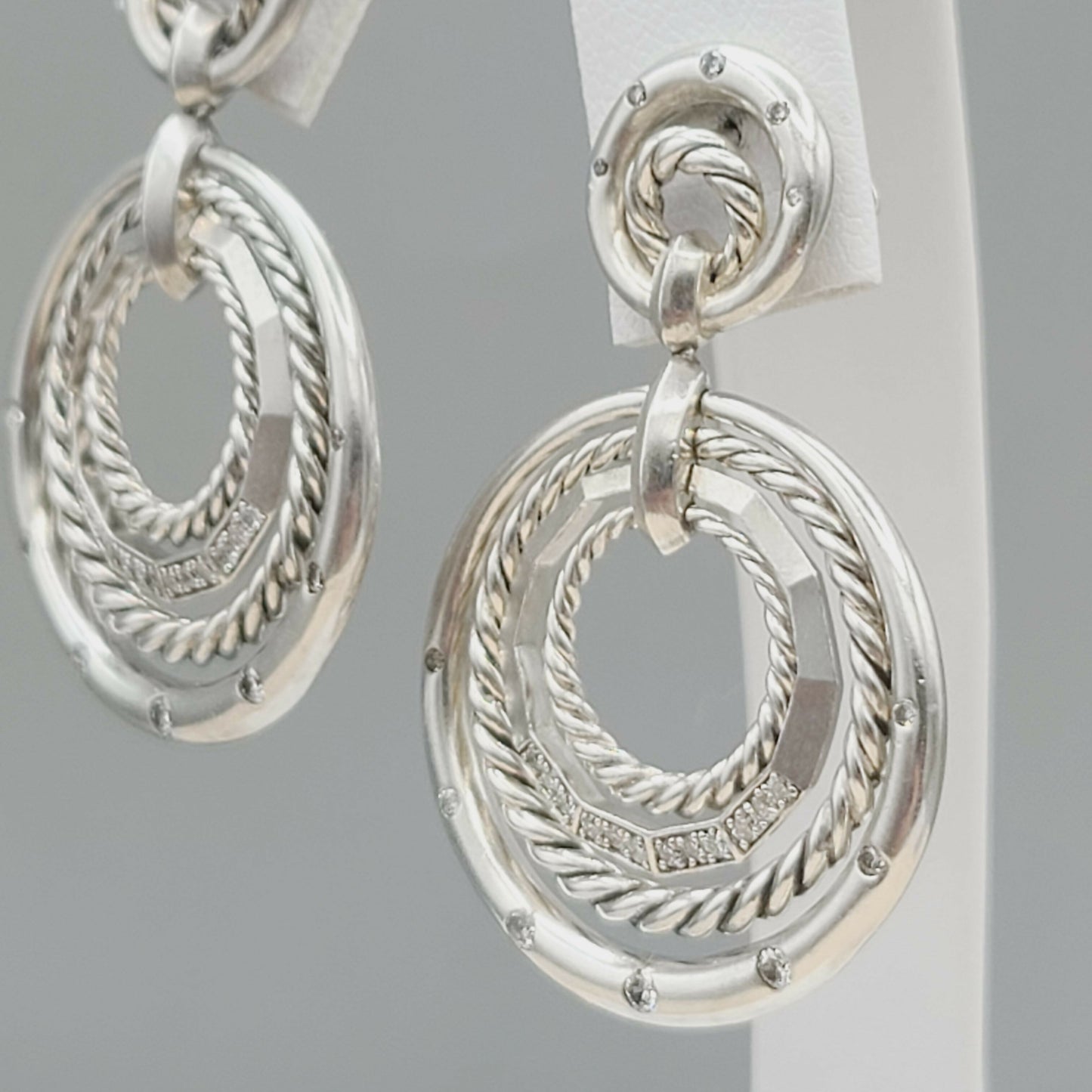 David Yurman Stax Drop Earrings With Diamonds
