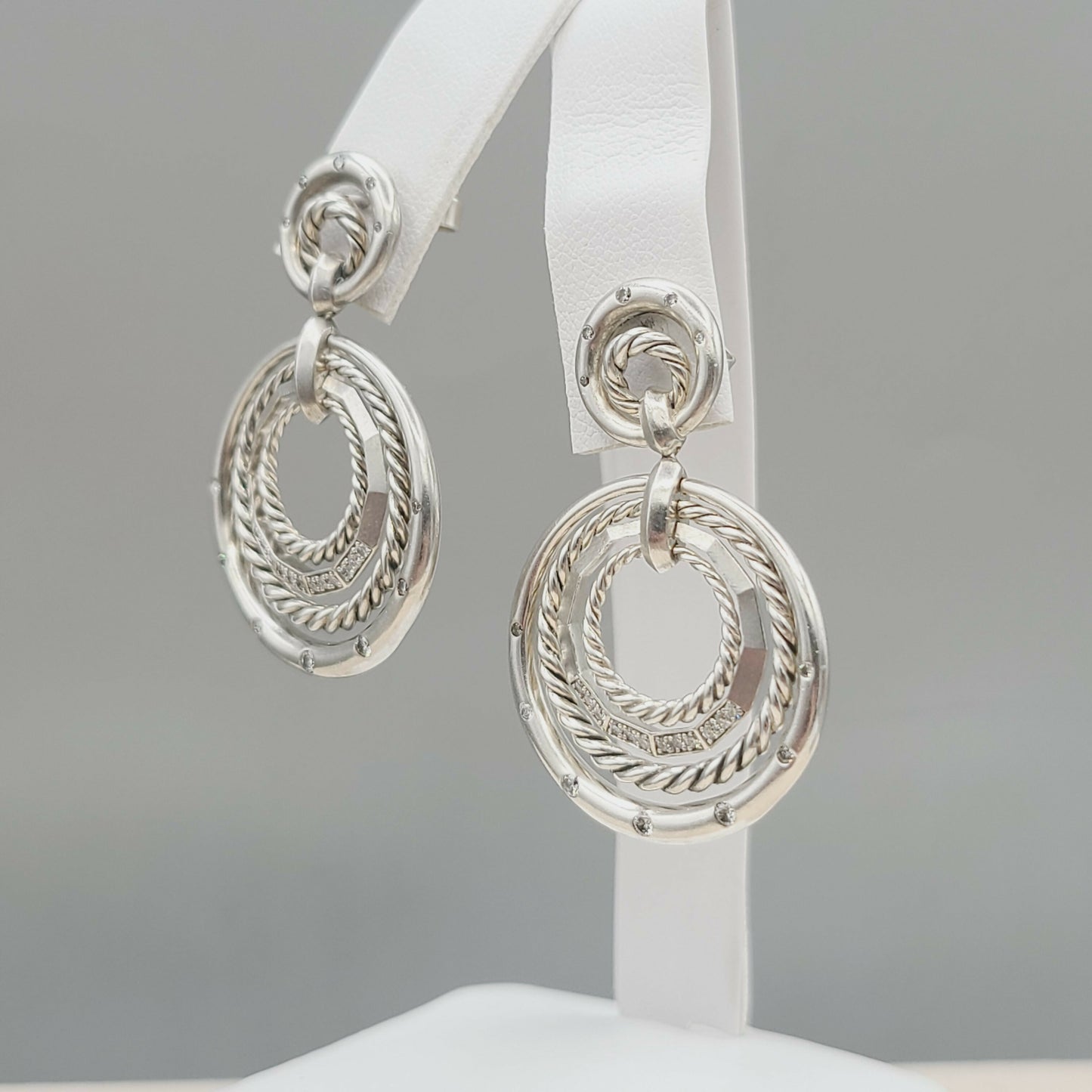 David Yurman Stax Drop Earrings With Diamonds