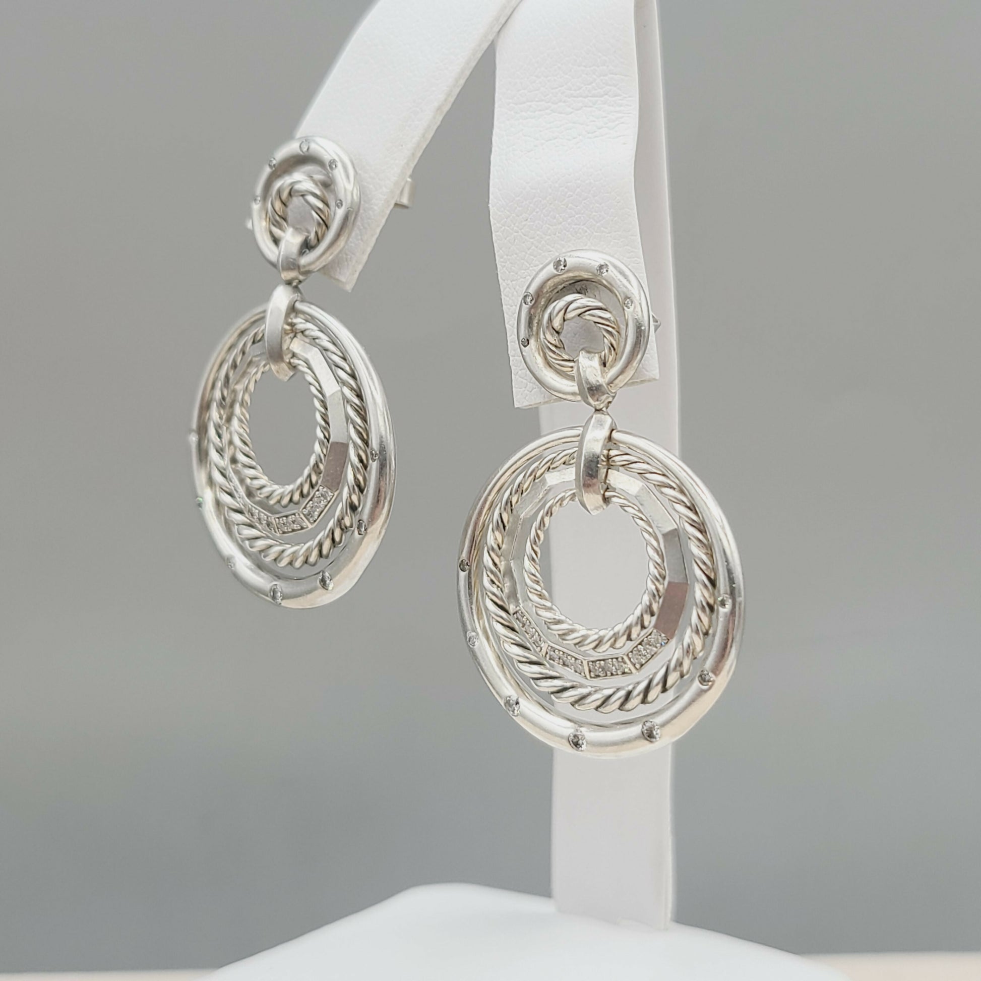 David Yurman Stax Drop Earrings With Diamonds
