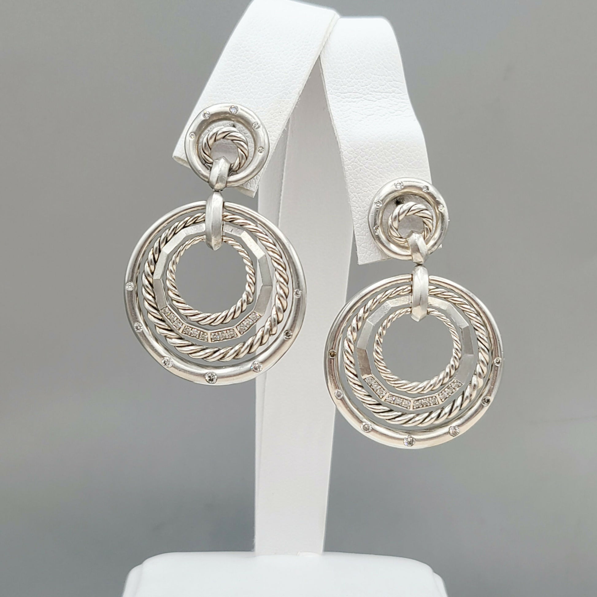 David Yurman Stax Drop Earrings With Diamonds