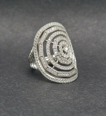 David Yurman Stax Ring In 18K White Gold With Diamonds
