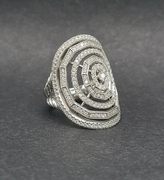 David Yurman Stax Ring In 18K White Gold With Diamonds