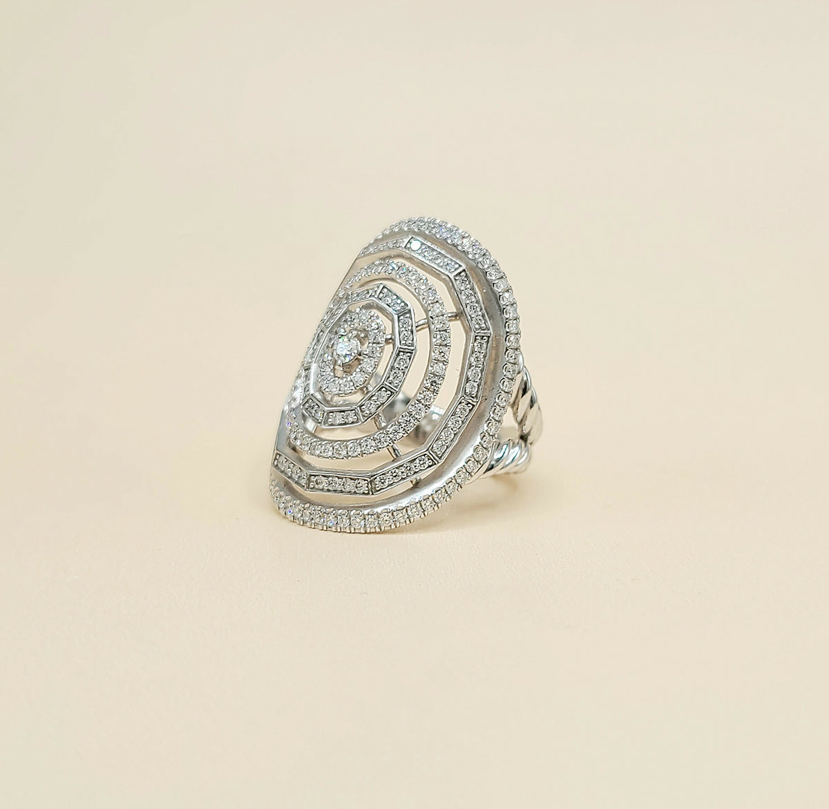 David Yurman Stax Ring In 18K White Gold With Diamonds