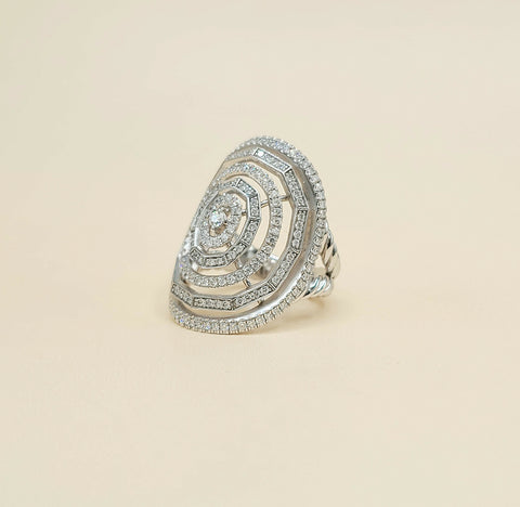 David Yurman Stax Ring In 18K White Gold With Diamonds