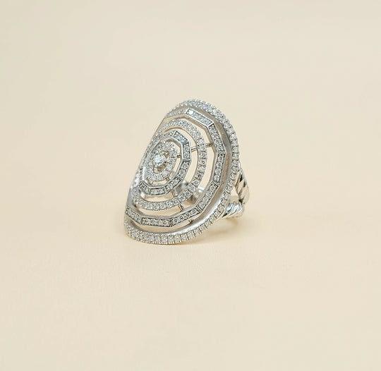 David Yurman Stax Ring In 18K White Gold With Diamonds