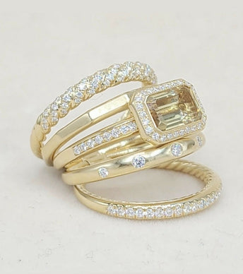 David Yurman Stax Statement Ring Champagne Citrine and Diamonds in 18K Gold, 14mm