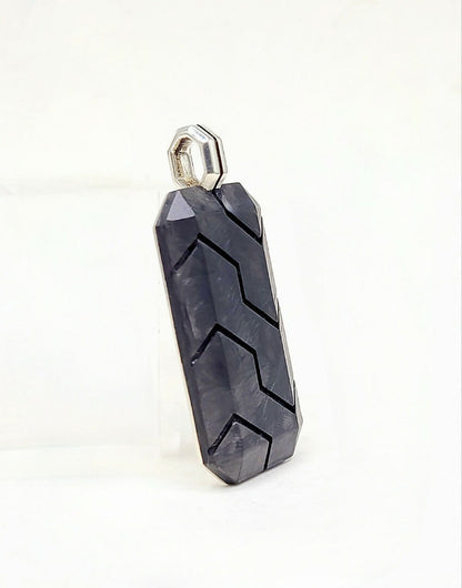 David Yurman Sterling Silver Forged Carbon Inlay Dog Tag Pendant, 41mm