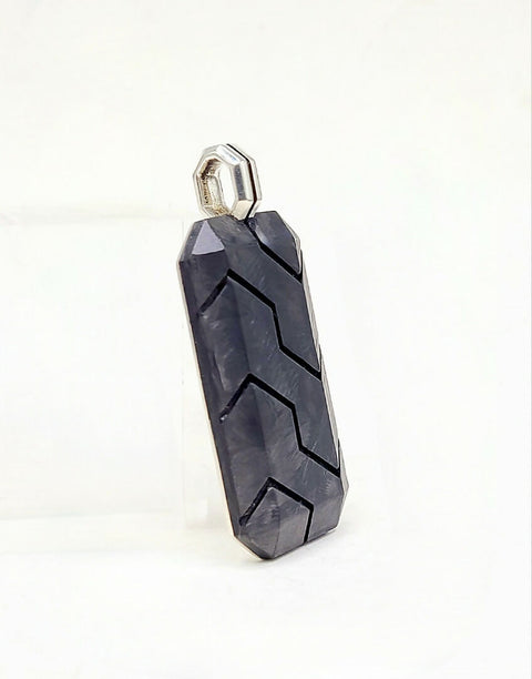 David Yurman Sterling Silver Forged Carbon Inlay Dog Tag Pendant, 41mm