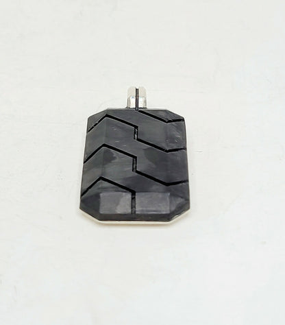 David Yurman Sterling Silver Forged Carbon Inlay Dog Tag Pendant, 41mm