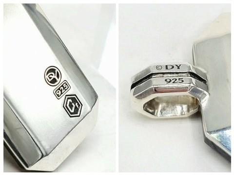hallmarks David Yurman Sterling Silver Forged Carbon Inlay Dog Tag Pendant, 41mm