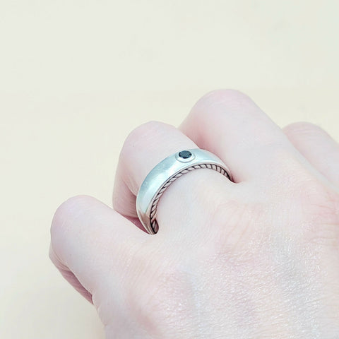  David Yurman Steamline Black Diamond Band Ring