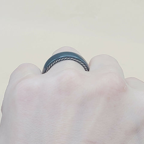  David Yurman Steamline-Black Titanium Band-Ring