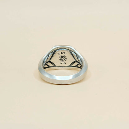hallmark David Yurman Streamline Blue Sapphire Signet Ring Sterling Silver 0.85 TCW 