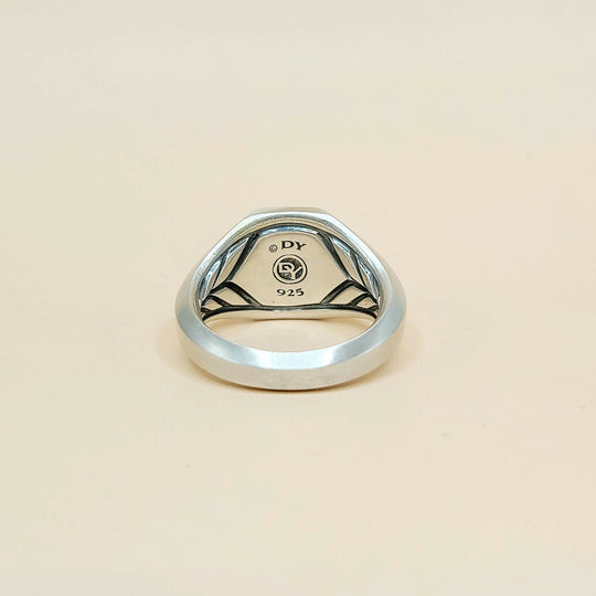 hallmark David Yurman Streamline Blue Sapphire Signet Ring Sterling Silver 0.85 TCW 