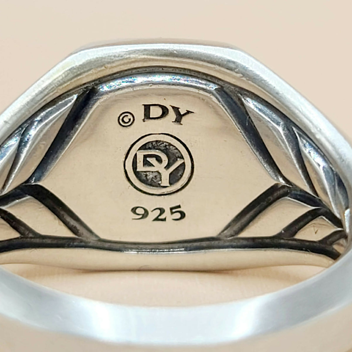 hallmark David Yurman Streamline Blue Sapphire Signet Ring Sterling Silver 0.85 TCW 