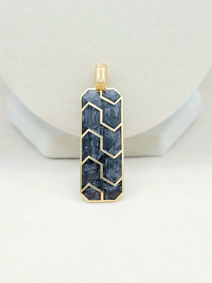 David Yurman Streamline Ingot Amulet With Forged Carbon in 18k Gold, 43mm