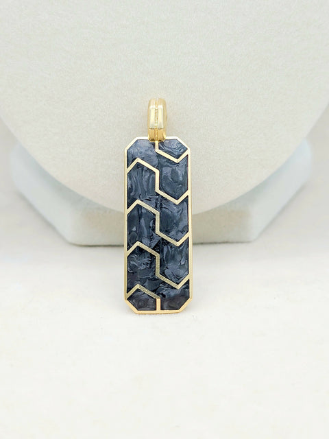 David Yurman Streamline Ingot Amulet With Forged Carbon in 18k Gold, 43mm
