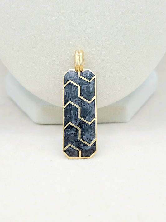 David Yurman Streamline Ingot Amulet With Forged Carbon in 18k Gold, 43mm