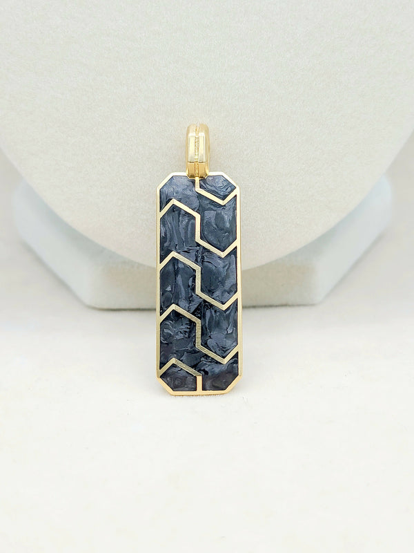 David Yurman Streamline Ingot Amulet With Forged Carbon in 18k Gold, 43mm