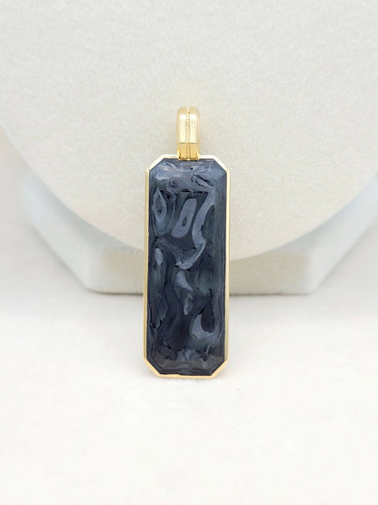 back view David Yurman Streamline Ingot Amulet With Forged Carbon in 18k Gold, 43mm