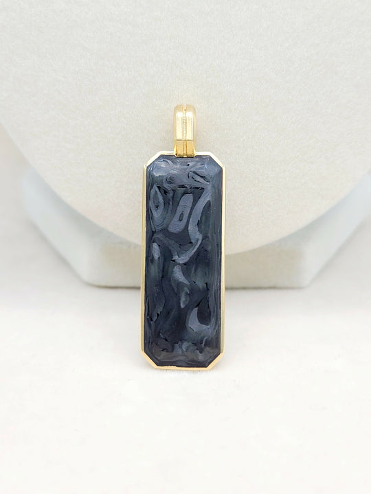 back view David Yurman Streamline Ingot Amulet With Forged Carbon in 18k Gold, 43mm