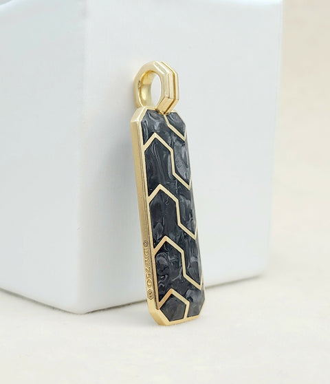 side view David Yurman Streamline Ingot Amulet With Forged Carbon in 18k Gold, 43mm