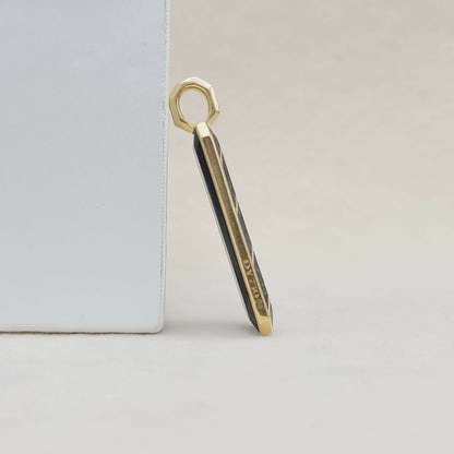 side view of David Yurman Streamline Ingot Amulet With Forged Carbon in 18k Gold, 43mm