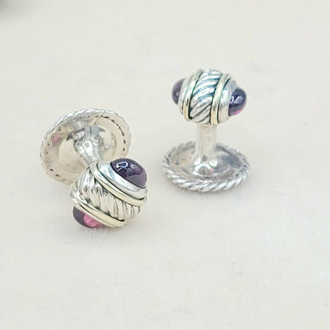  David Yurman Vintage Thoroughbred Garnet Tuxedo Shirt Buttons Studs Set of 3