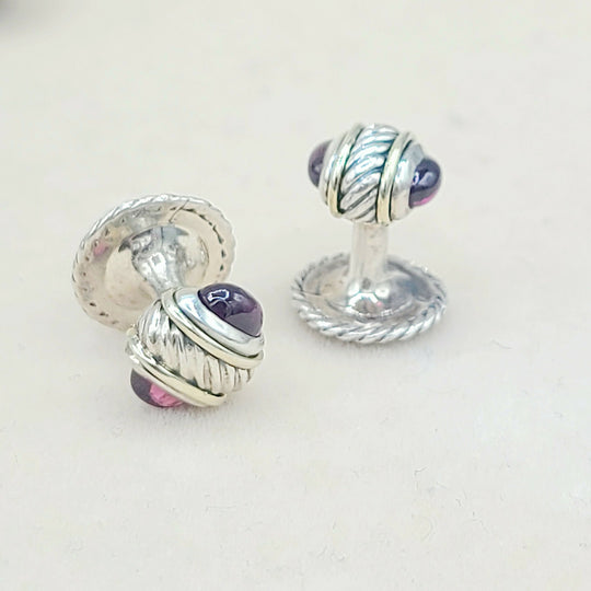  David Yurman Vintage Thoroughbred Garnet Tuxedo Shirt Buttons Studs Set of 3