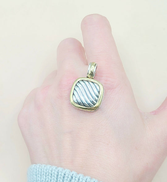  David-Yurman-Thoroughbred-Silver & 18k Pendant-Enhancer