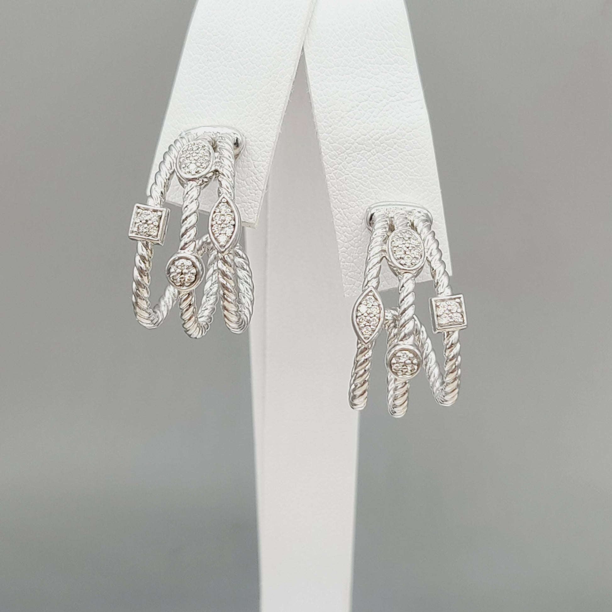 David Yurman Three Row Confetti Earrings With Diamonds