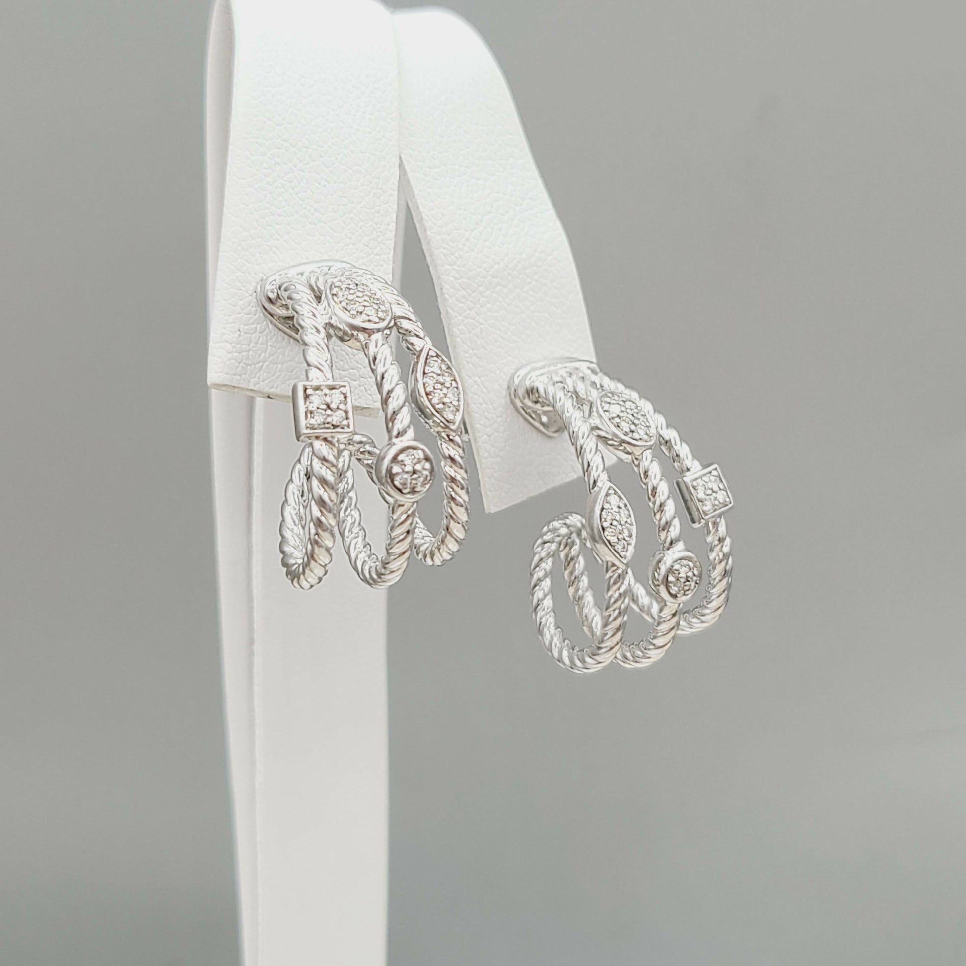 David Yurman Three Row Confetti Earrings With Diamonds