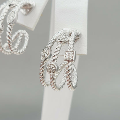 David Yurman Three Row Confetti Earrings With Diamonds