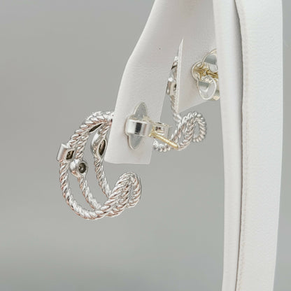 David Yurman Three Row Confetti Earrings With Diamonds