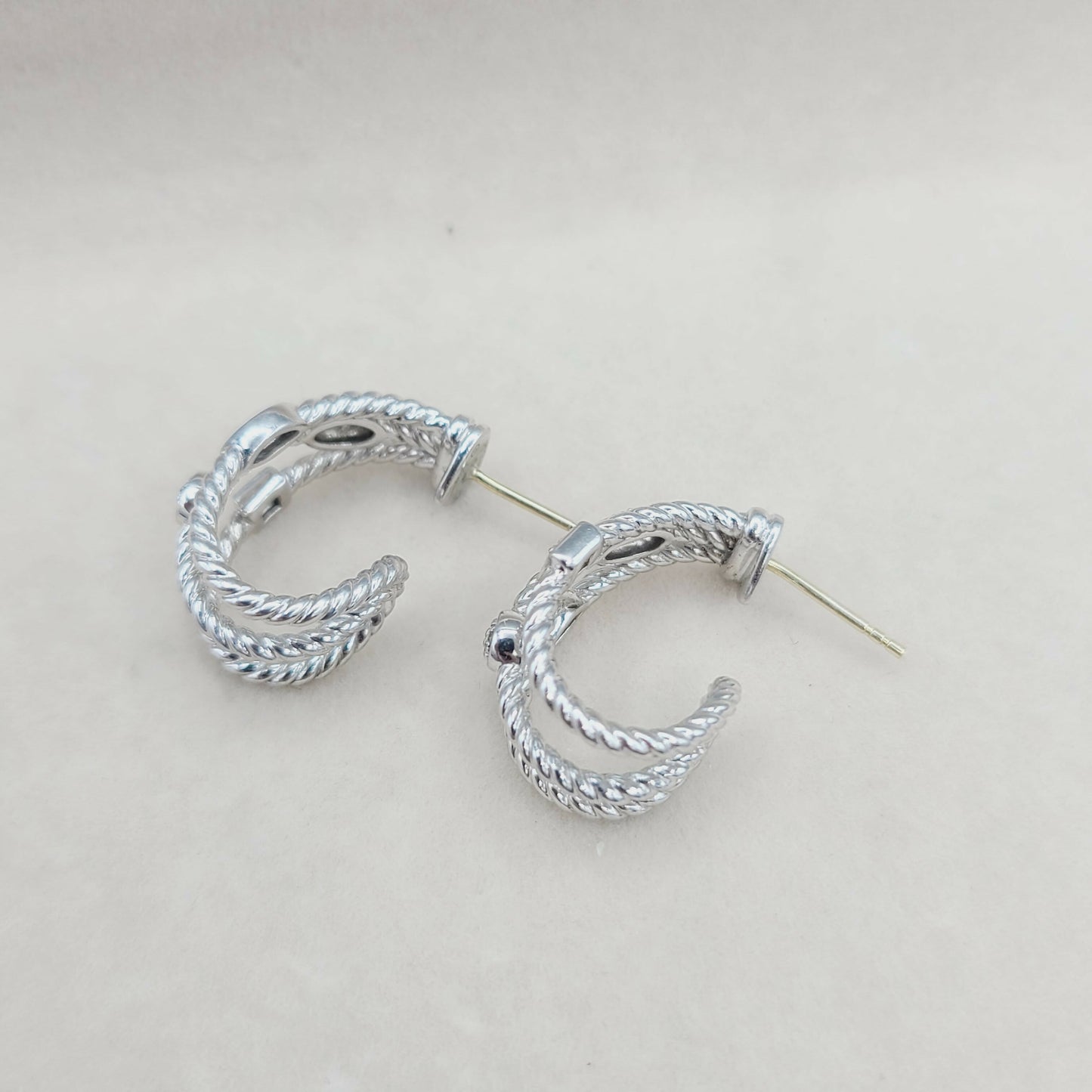 David Yurman Three Row Confetti Earrings With Diamonds