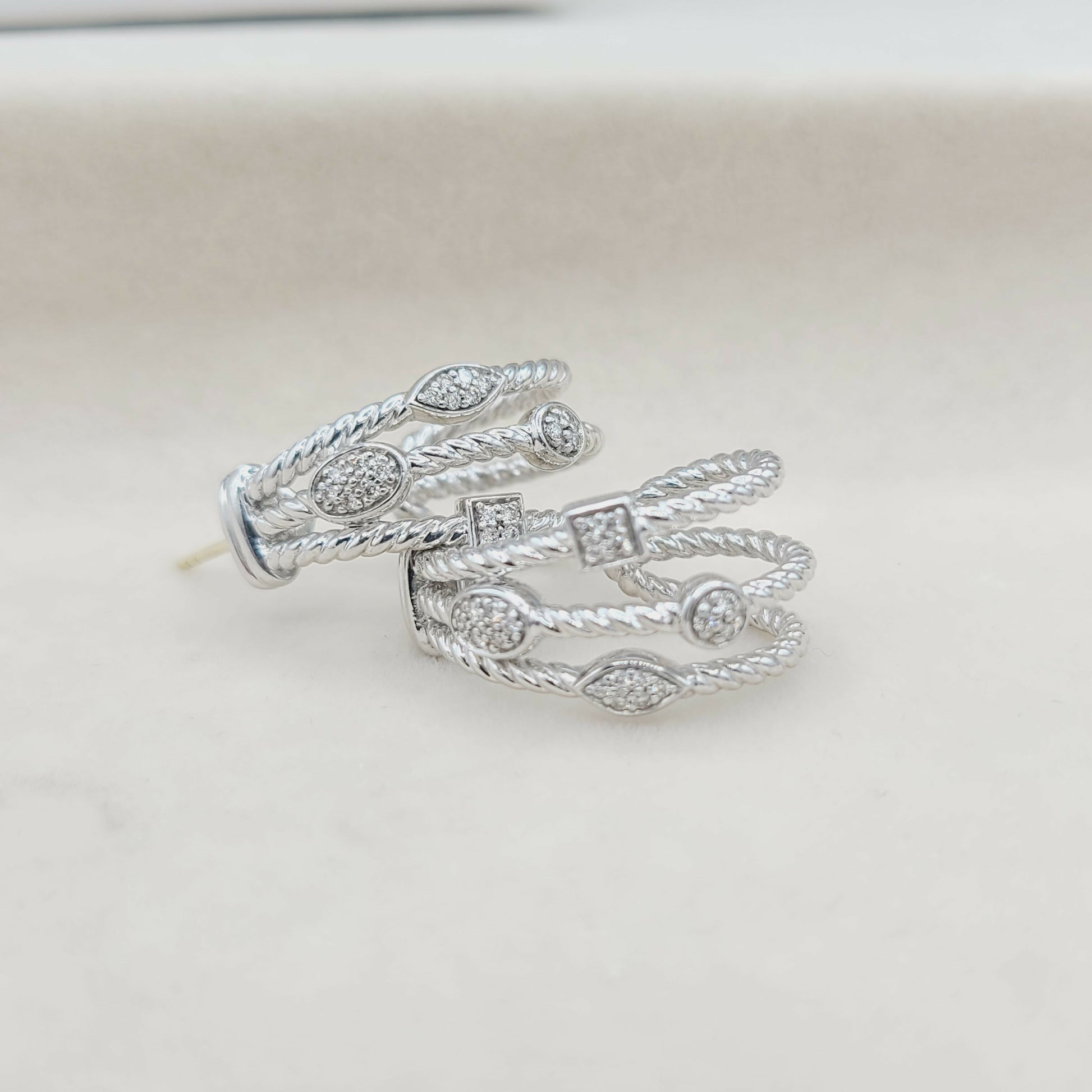 David Yurman Three Row Confetti Earrings With Diamonds