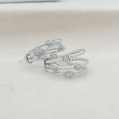 David Yurman Three Row Confetti Earrings With Diamonds