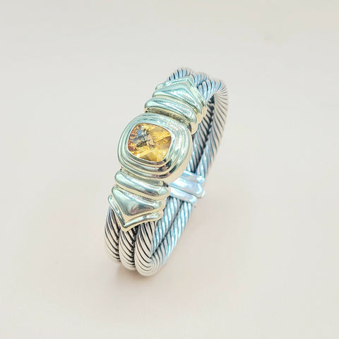  David Yurman Triple Cable Renaissance Citrine Gold Bracelet