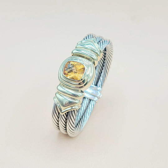  David Yurman Triple Cable Renaissance Citrine Gold Bracelet